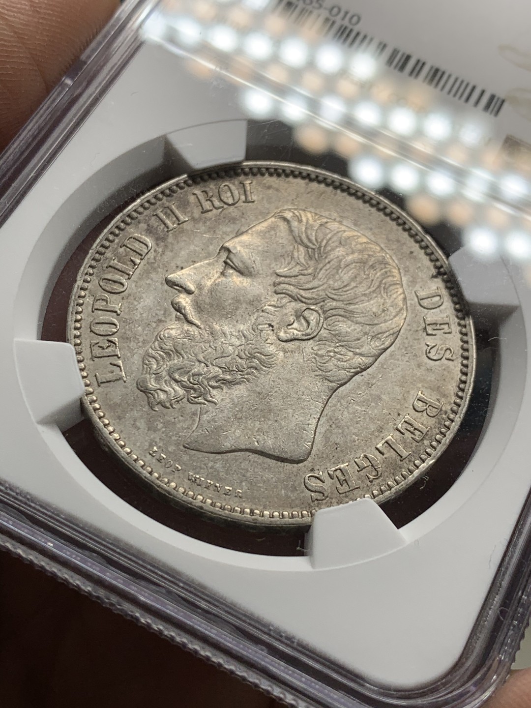 《竞宝斋》第36场-本周日 （全场顺丰包邮） NGC-AU58 比利时1873年5法郎 