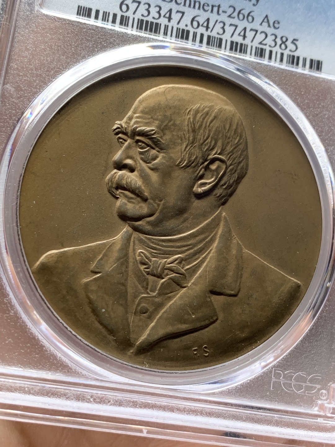 《竞宝斋》第36场-本周日 （全场顺丰包邮） pcgs-sp64 1903年德国铜样章 俾斯麦逝世纪念火炬 44mm大章 很厚实 高浮雕 实物很舒服 屠龙章同款头像 少见品种
