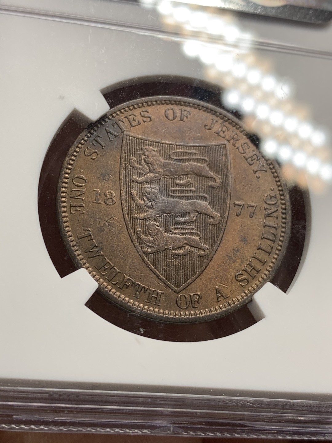 《竞宝斋》第36场-本周日 （全场顺丰包邮） AUDETAILS 英属泽西 1877年H 1/12先令 整体略带铜光！