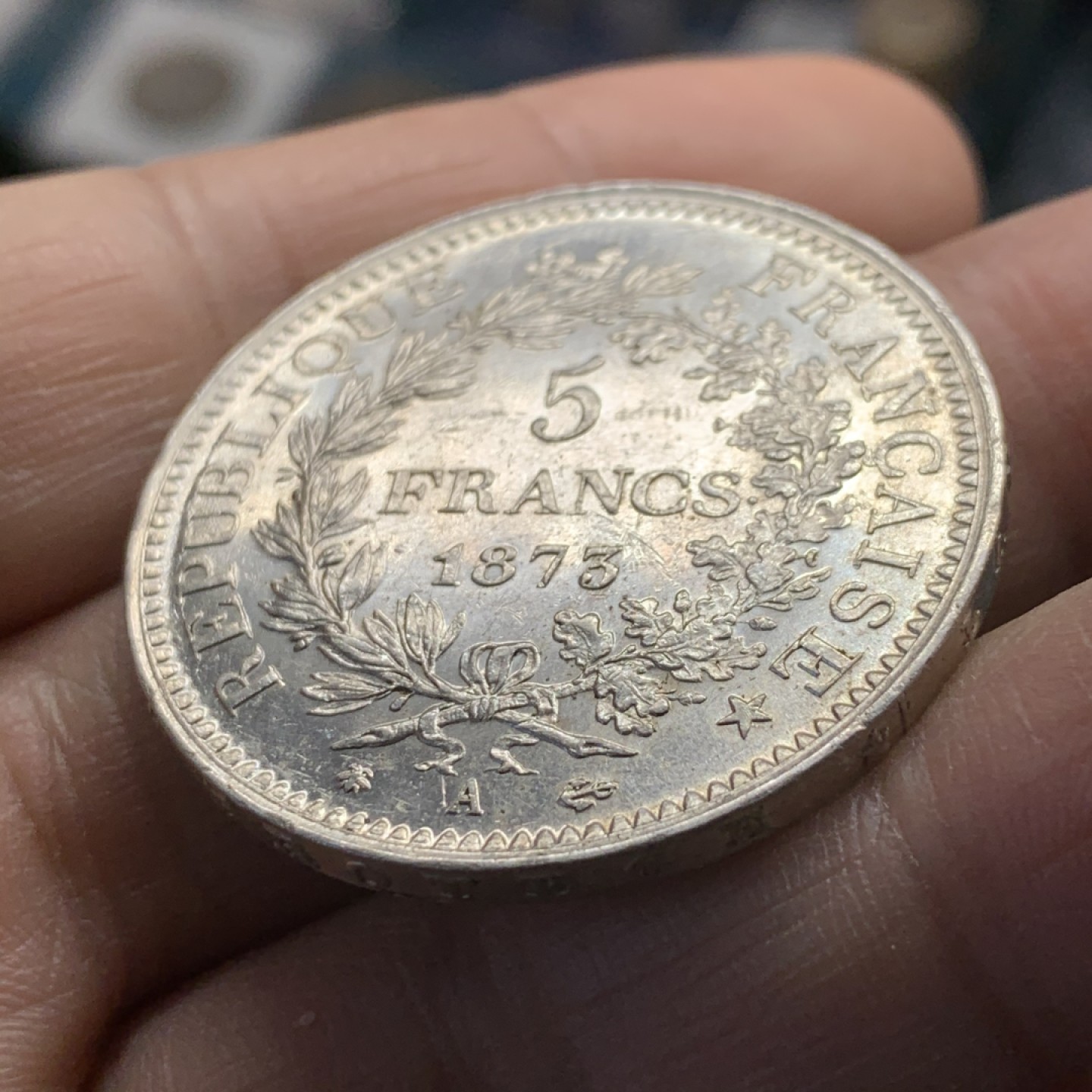 《竞宝斋》第37场-周日 首场自动拍卖 2件或者满200包顺丰 法国1873-A年 大力神 5法郎 大银币 原光好品 可以自己送评