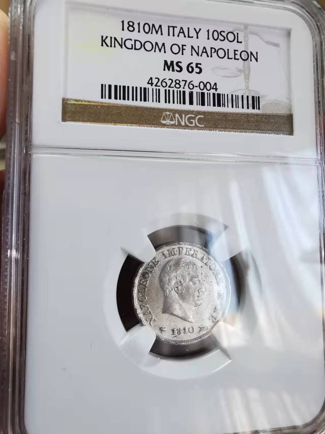 欧罗巴与亚细亚的春天奏鸣曲—凡希社世界钱币微拍第一百九十期 1810M拿破仑意大利王国10Soldi银币NGC-MS65亚军原银光！