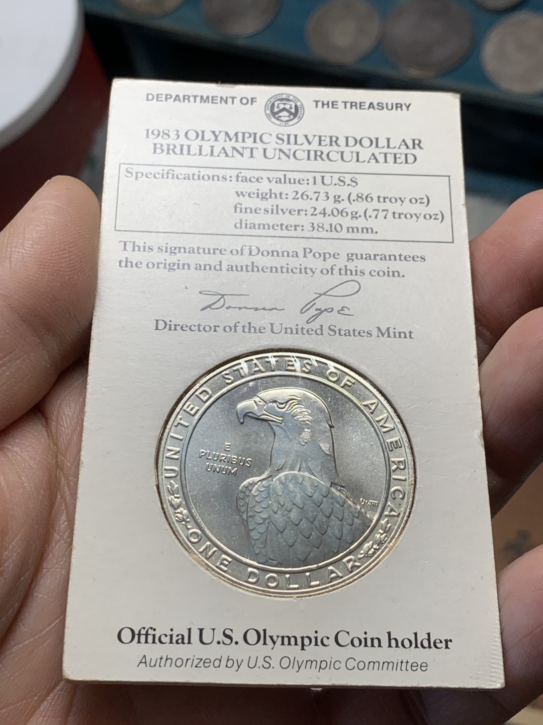 《竞宝斋》第37场-周日 首场自动拍卖 2件或者满200包顺丰 卡装 美国1983-P年老鹰一元 大银币