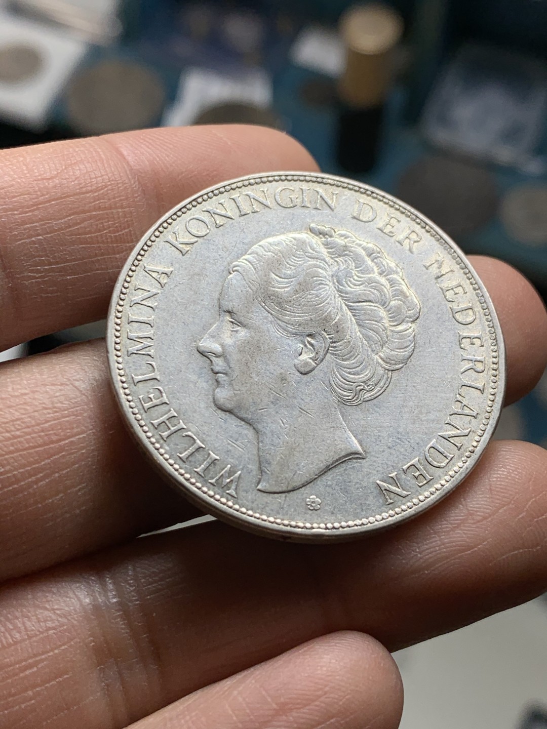 《竞宝斋》第36场-本周日 （全场顺丰包邮） 荷兰，1931年，威廉敏娜女王2.5盾，银币。