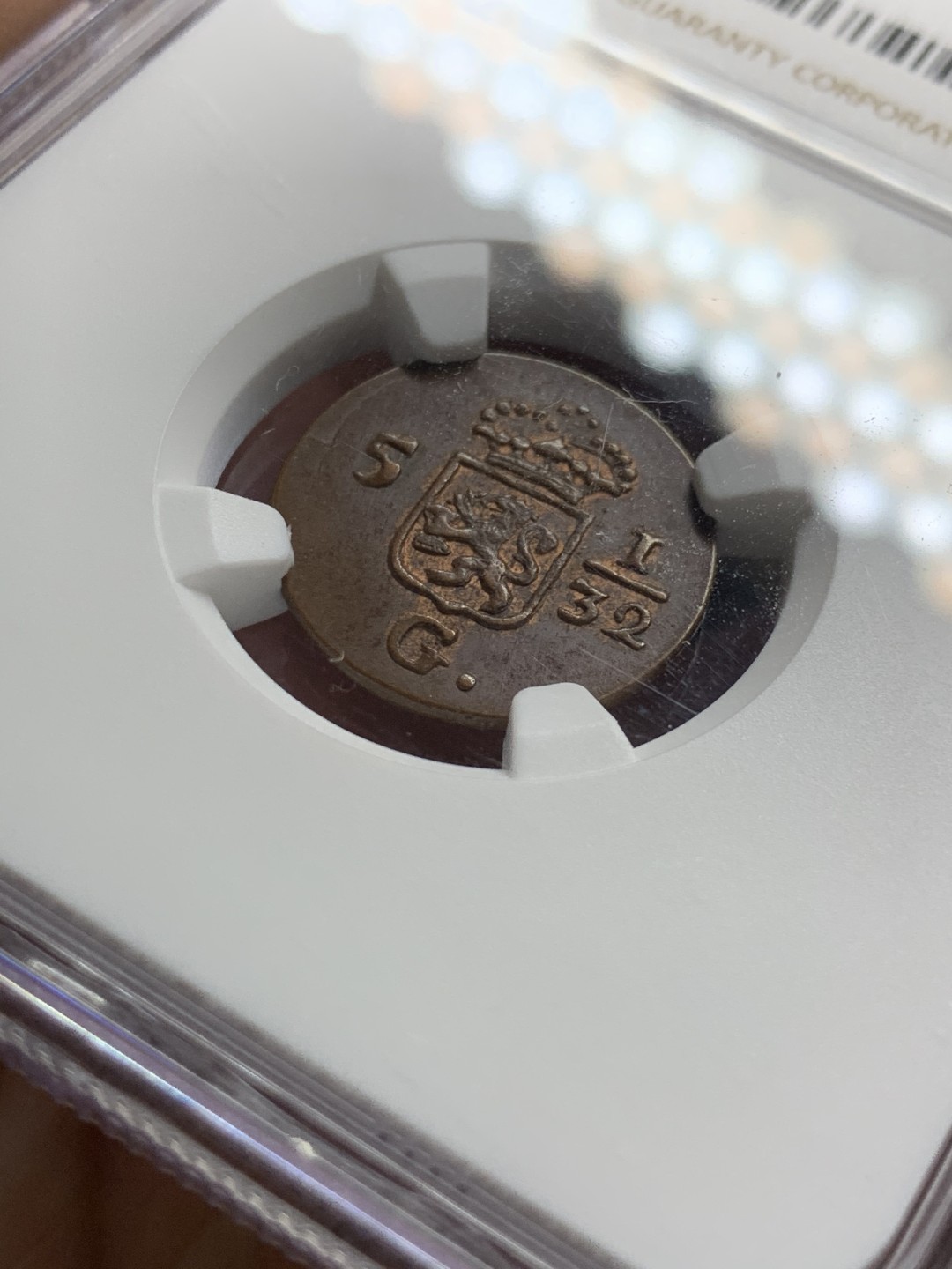 《竞宝斋》第36场-本周日 （全场顺丰包邮） NGC-MS 61BN 荷属东印度1808年1/2 DUIT 铜币