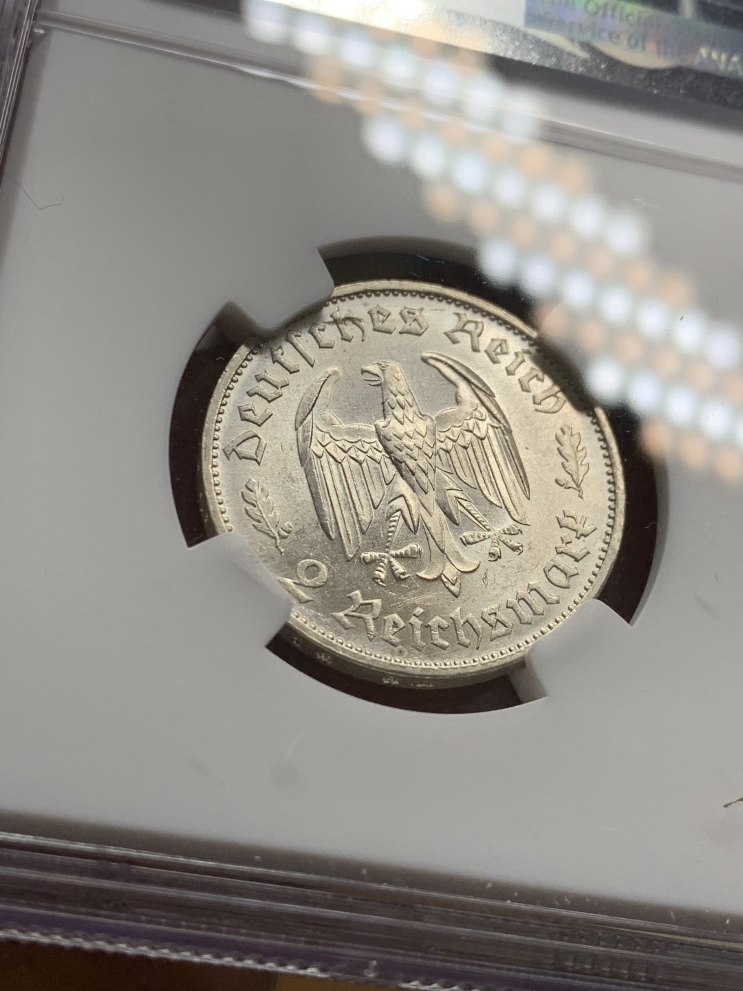 《竞宝斋》第36场-本周日 （全场顺丰包邮） NGC 评级 德国1934年 席勒2马克 银币 非常不错的状态