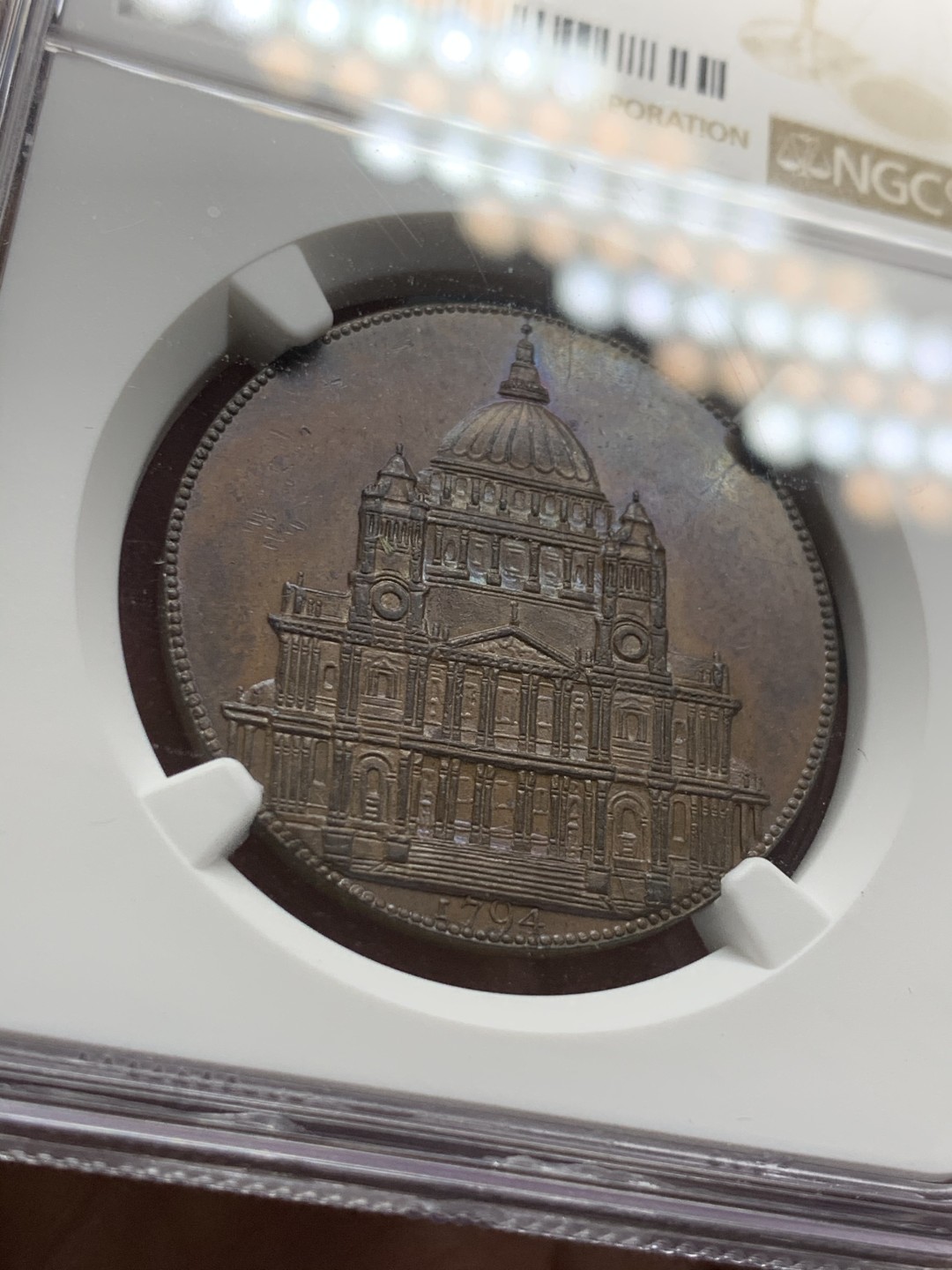 《竞宝斋》第36场-本周日 （全场顺丰包邮） NGC-MS63BN英国1794年1便士代币