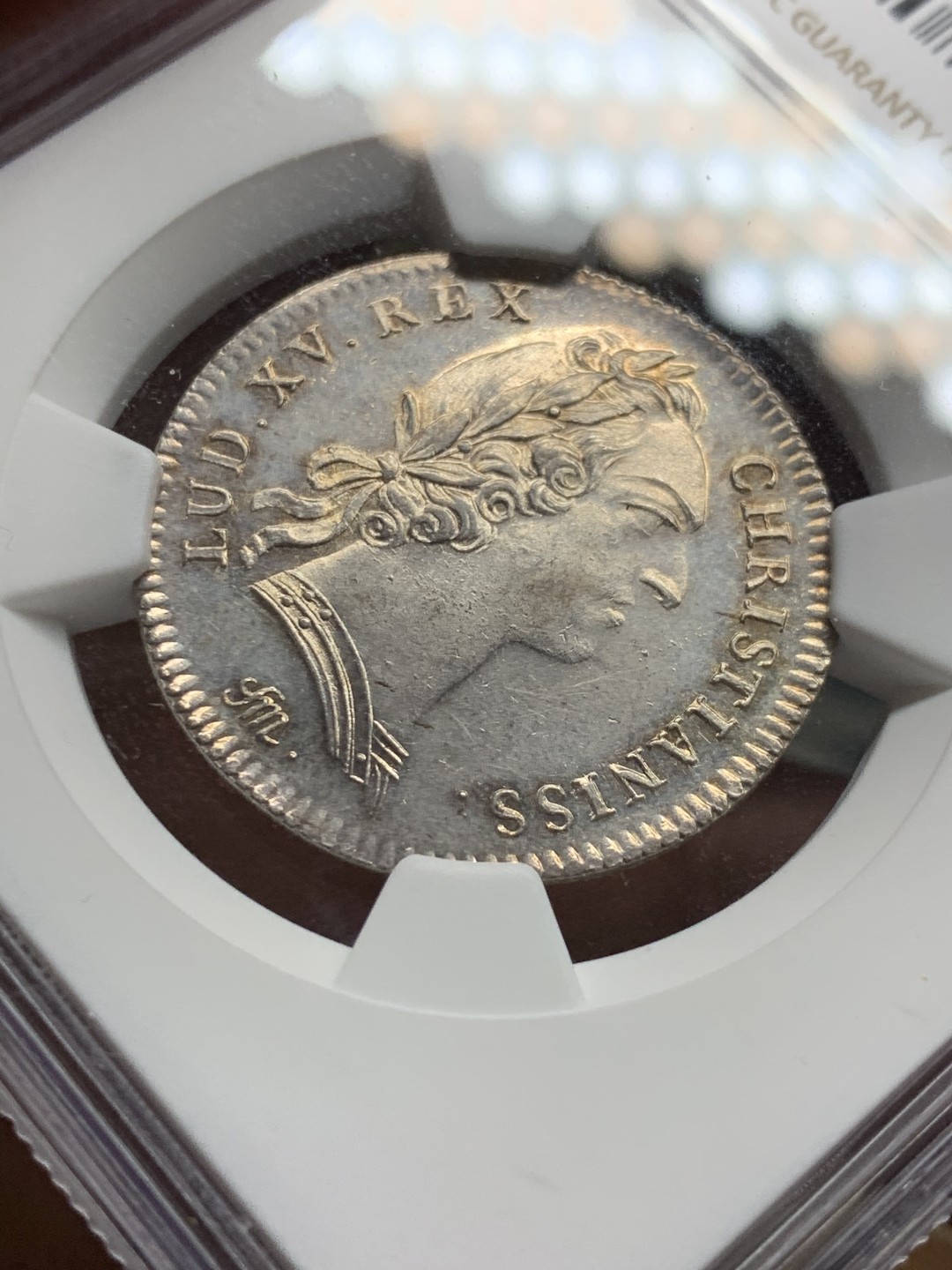 《竞宝斋》第36场-本周日 （全场顺丰包邮） NGC-MS62法国1754年路易十五年银代币 早期代币出分少见