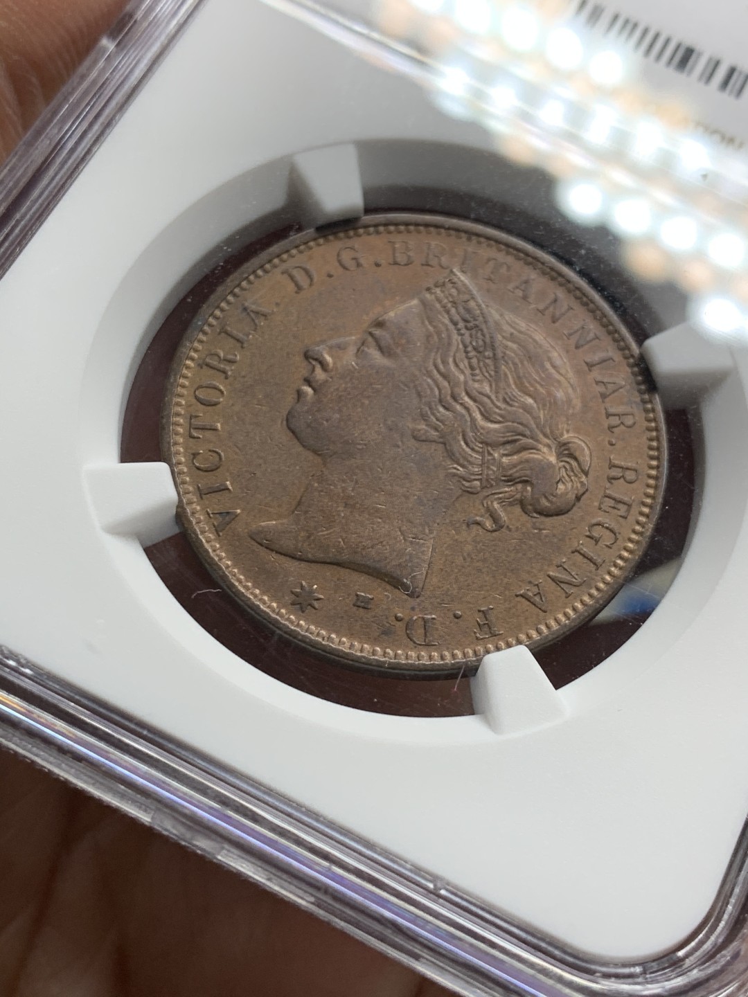 《竞宝斋》第36场-本周日 （全场顺丰包邮） AUDETAILS 英属泽西 1877年H 1/12先令 整体略带铜光！