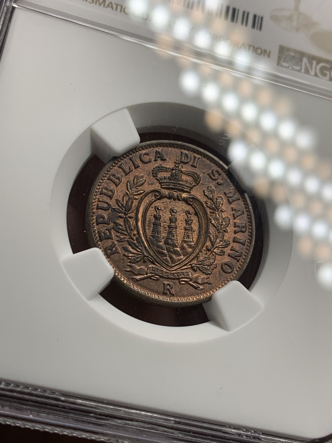 《竞宝斋》第36场-本周日 （全场顺丰包邮） NGC MS62BN 圣马力诺 1936年 10分铜币 出厂状态 紫罗兰包浆