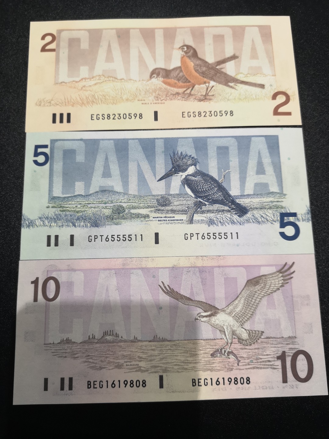 《外钞收藏家》第一百六十九期拍卖（本期65件） 加拿大鸟版2、5、10加元 全新UNC 无47