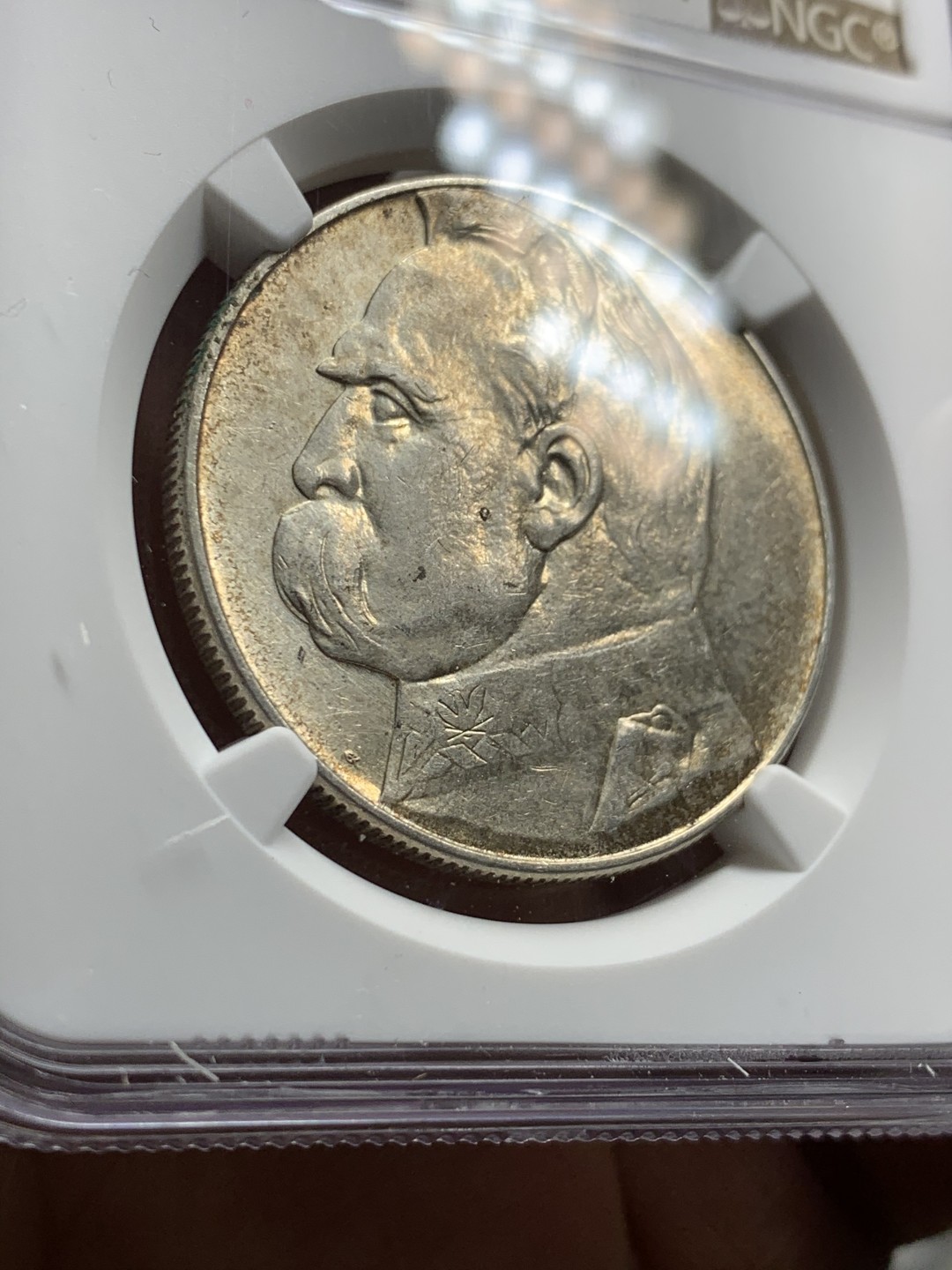 《竞宝斋》第36场-本周日 （全场顺丰包邮） NGC评级 好品波兰1935年 毕苏斯基 10兹罗提 银币 原味包浆