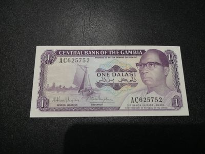 《外钞收藏家》第一百六十九期拍卖（本期65件） - 1971-87年冈比亚1达拉西 全新UNC