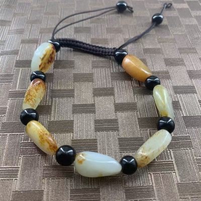 天然玉籽料手串原石手链褐黄皮洒金皮白玉石手链男女情侣款手串 - 天然玉籽料手串原石手链褐黄皮洒金皮白玉石手链男女情侣款手串