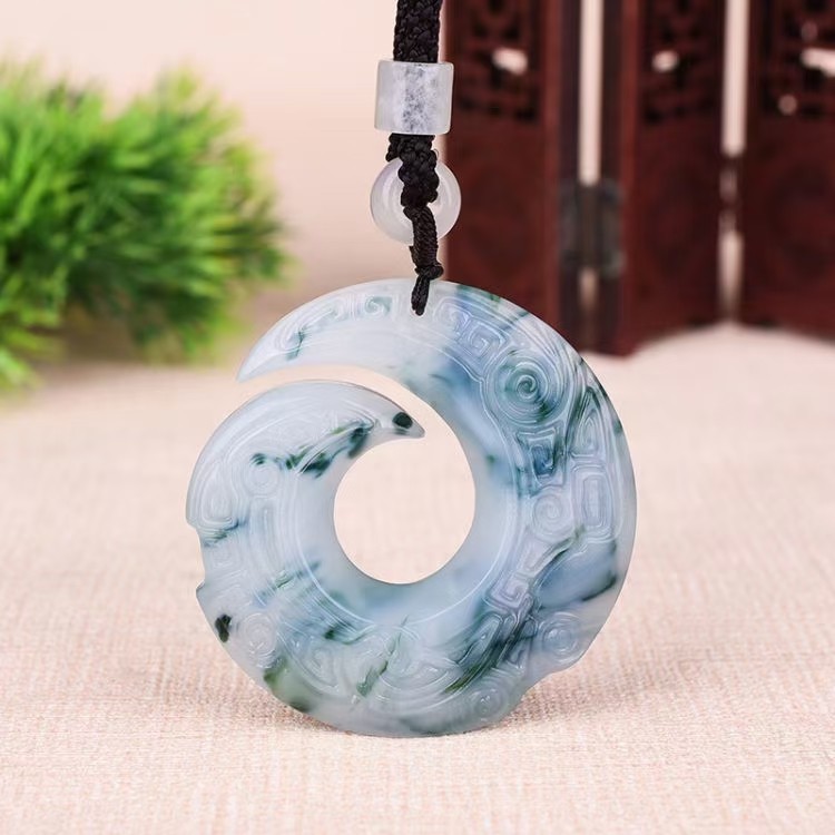 天然玉本命年时来运转情侣玉石吊坠扭转乾坤汉服配饰个性项链