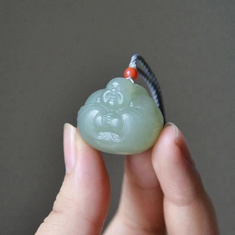 嘟嘟佛丨天然玉笑脸佛吊坠保平安玉石弥勒佛项链送人礼物