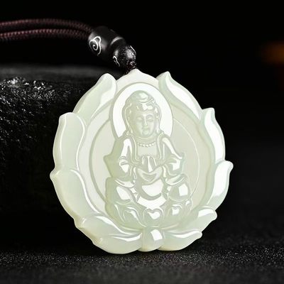 玉观音吊坠男莲花观音玉佩男士玉牌玉石挂件项链挂坠男款玉牌 - 玉观音吊坠男莲花观音玉佩男士玉牌玉石挂件项链挂坠男款玉牌