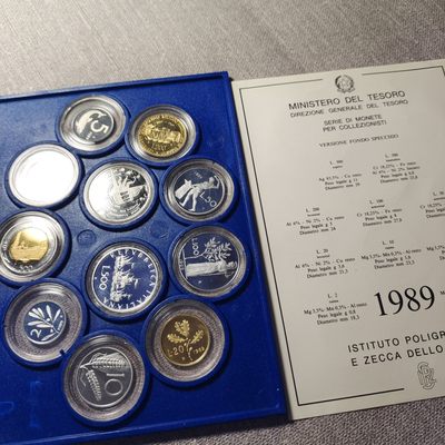 0起1加-纯粹捡漏拍-73场 - 意大利1989年官方精制套币-含2枚精制银币-量9260
