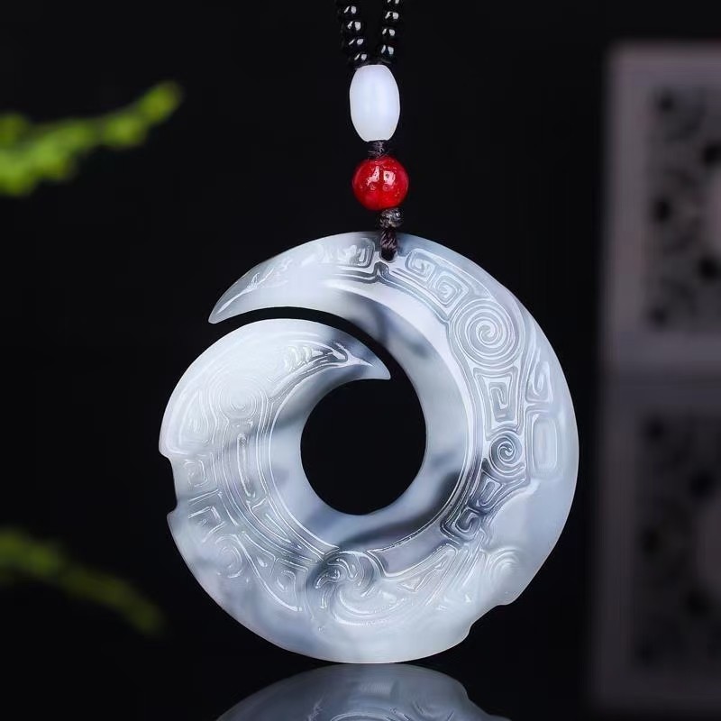 天然玉本命年时来运转情侣玉石吊坠扭转乾坤汉服配饰个性项链