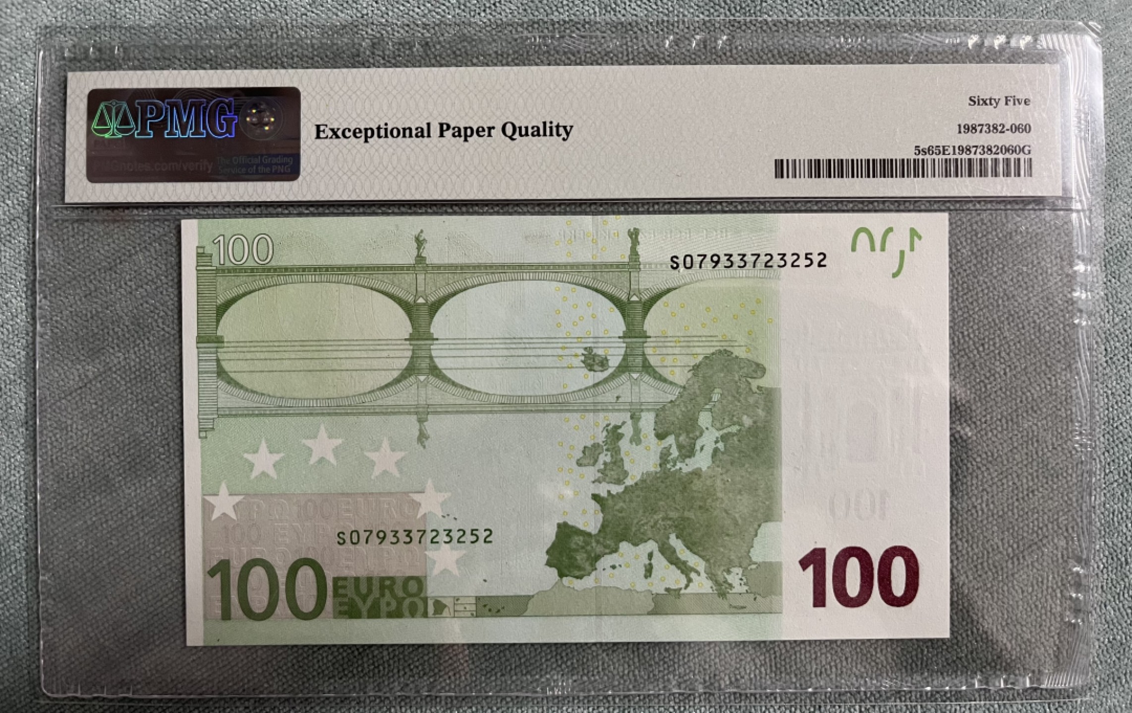 Chase Auction（得物拍卖）第3期 - - 中外纸币、硬币、银币联拍 2002版 一签100欧元 PMG 65EPQ 意大利版（稀少版）Pick编号5S。J008批次印刷 极为罕见！