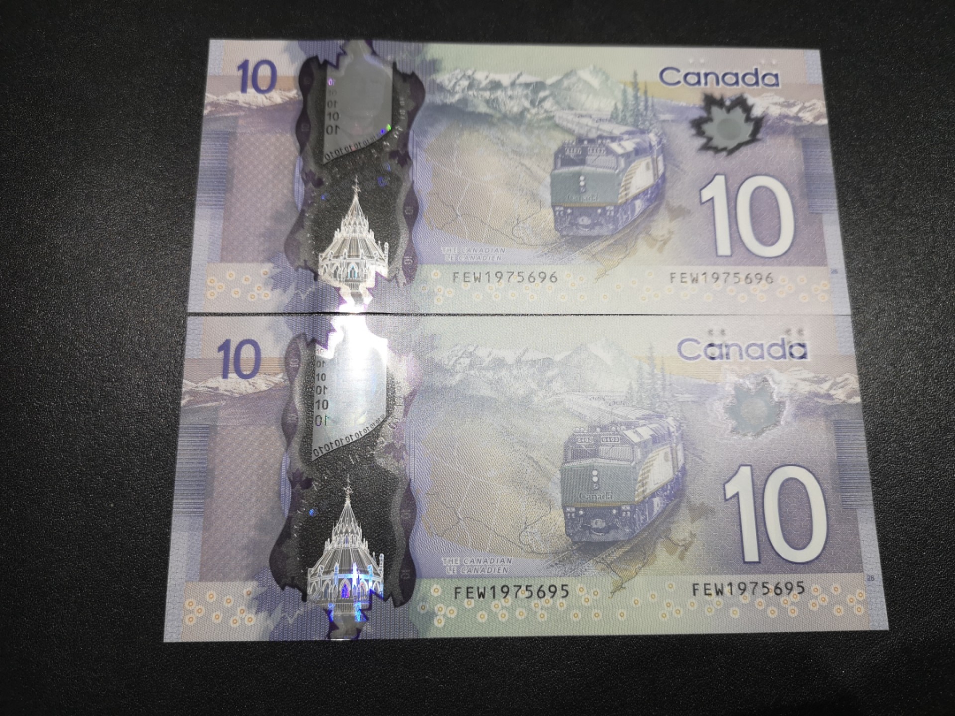 《外钞收藏家》第一百六十九期拍卖（本期65件） 2013年加拿大10加元 首发冠FEW两连号 全新UNC