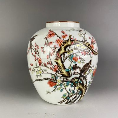 清光绪喜上眉梢罐中式陶瓷罐子古瓷器居家居桌柜摆件 - 清光绪喜上眉梢罐中式陶瓷罐子古瓷器居家居桌柜摆件