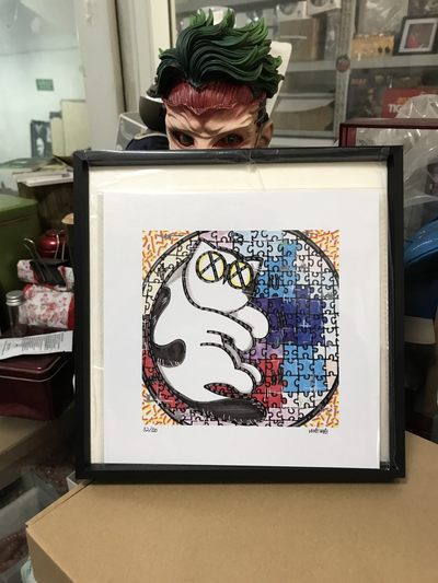零元拍：歪歪亲笔签名 OWSON系列插画复制画《奶牛》，尺寸约22/22厘米，拍品不含镜框 - 零元拍：歪歪亲笔签名 OWSON系列插画复制画《奶牛》，尺寸约22/22厘米，拍品不含镜框