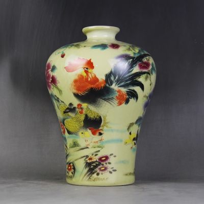 清同治年制粉彩全家福梅瓶瓷器旧货古玩收藏古家居中式摆件送礼 - 清同治年制粉彩全家福梅瓶瓷器旧货古玩收藏古家居中式摆件送礼