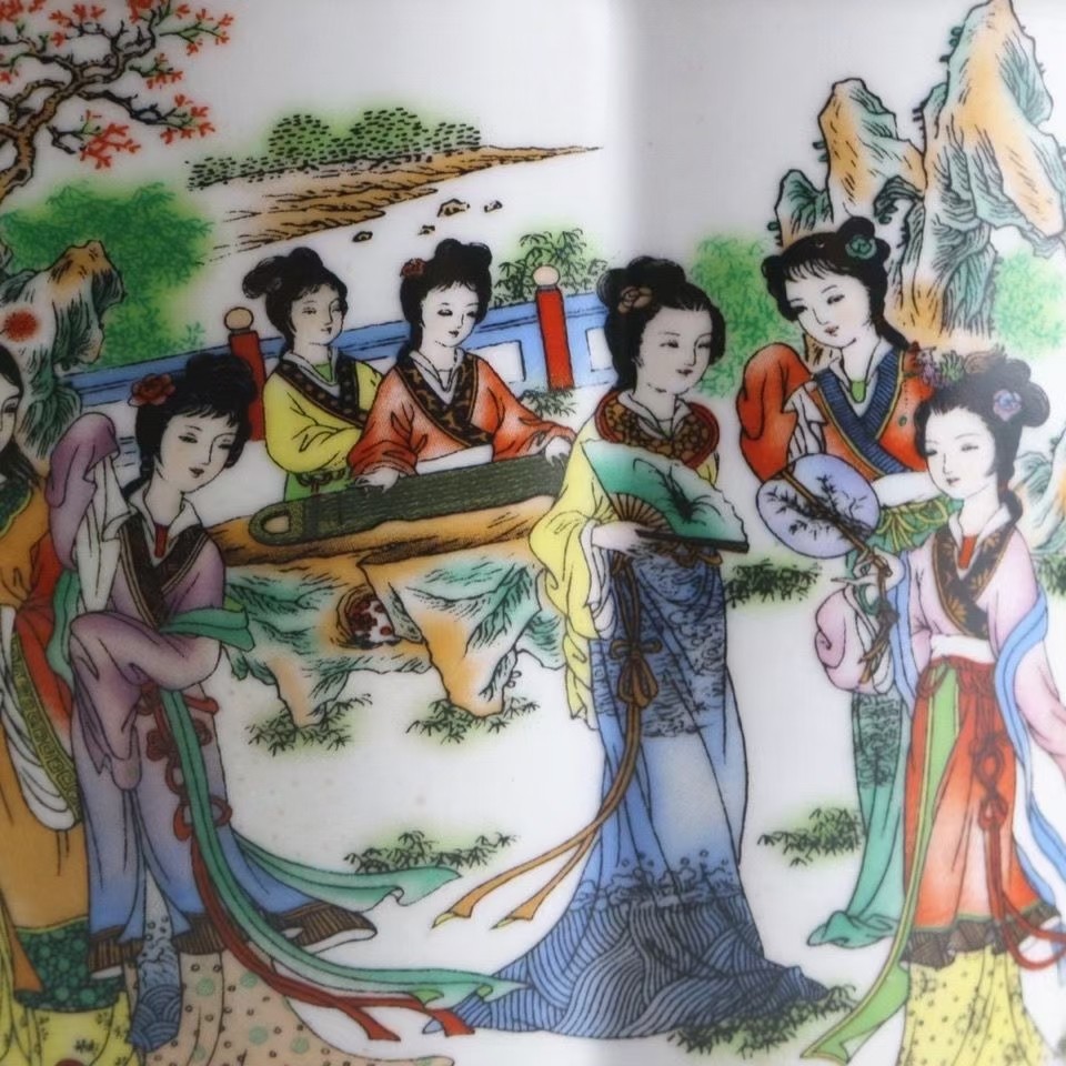清乾隆年制粉彩十二金钗花盆多肉盆瓷器旧货古玩收藏古家居摆件