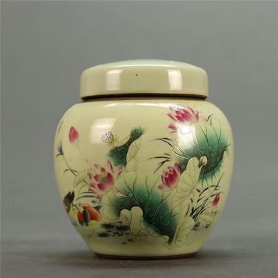同治年制粉彩荷花鸳鸯图茶叶罐 简约时尚 古典家居摆件装饰艺术品 - 同治年制粉彩荷花鸳鸯图茶叶罐 简约时尚 古典家居摆件装饰艺术品