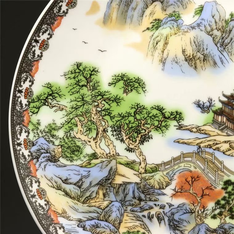 乾隆年制 粉彩江山多娇故事图瓷盘 古典艺术品摆件 开业 乔迁收藏