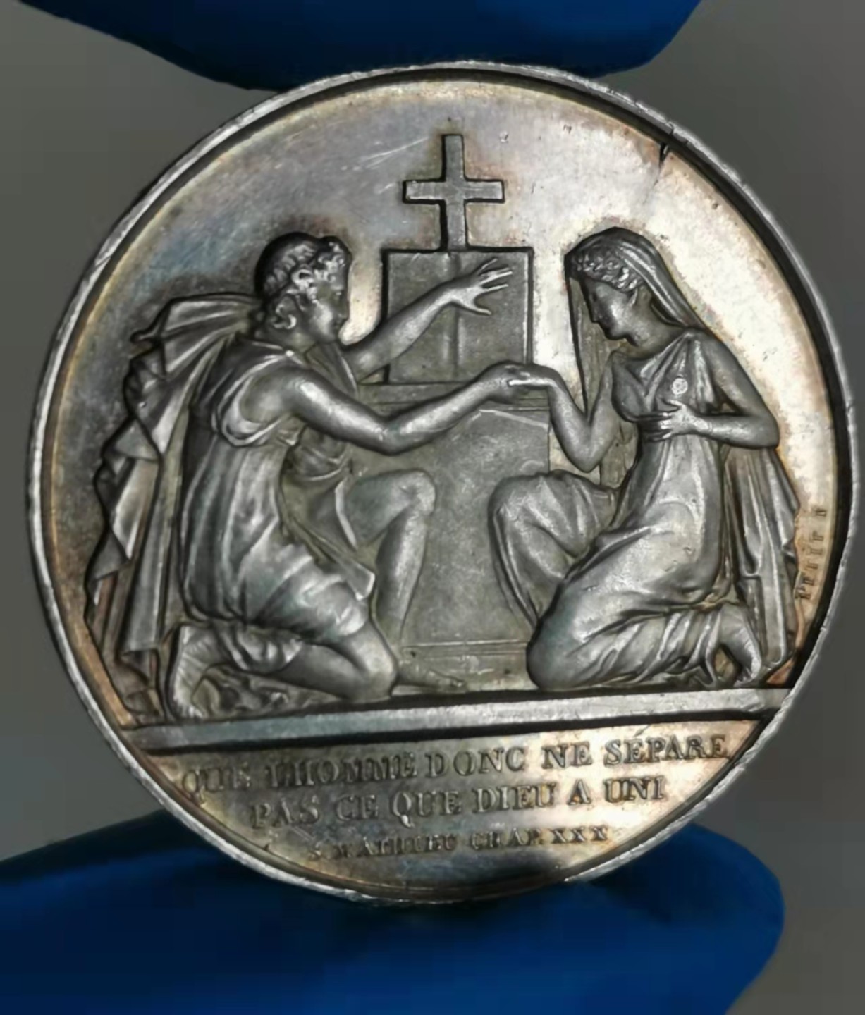 瓶子🏺第28期拍卖会 法国1858年结婚纪念银章（淡金色）