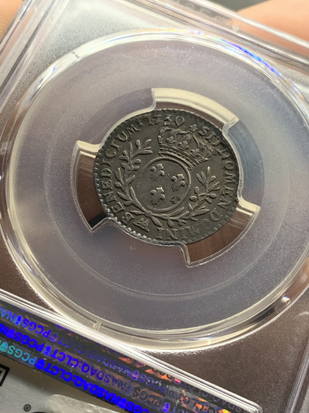 《竞宝斋》第37场-周日 首场自动拍卖 2件或者满200包顺丰 PCGS XF45 稀少 黑彩包浆 法国1730AA 路易十五小孩头 1/10埃居银币