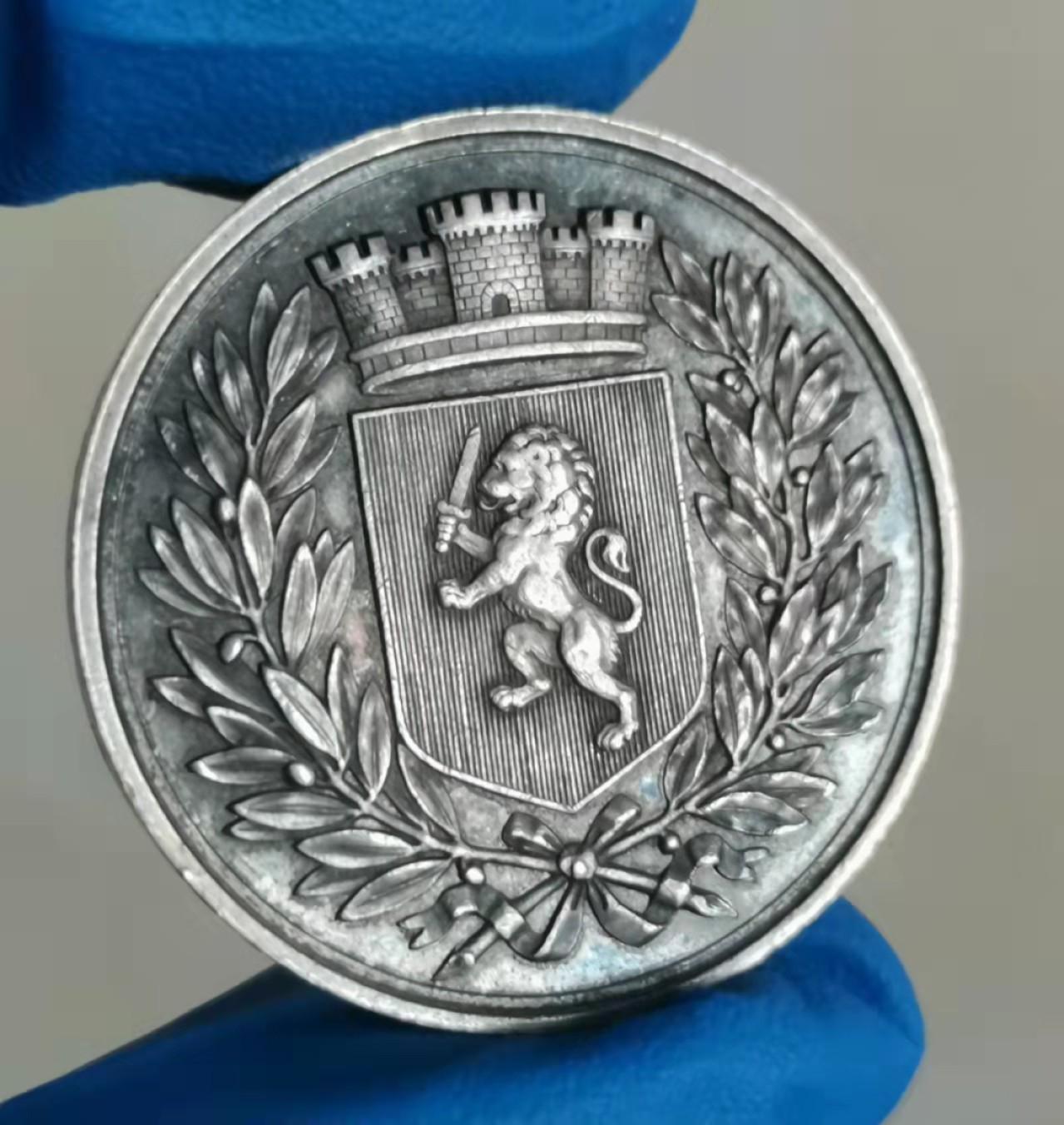 瓶子🏺第28期拍卖会 法国1801年里昂城市商业银章（五彩品）