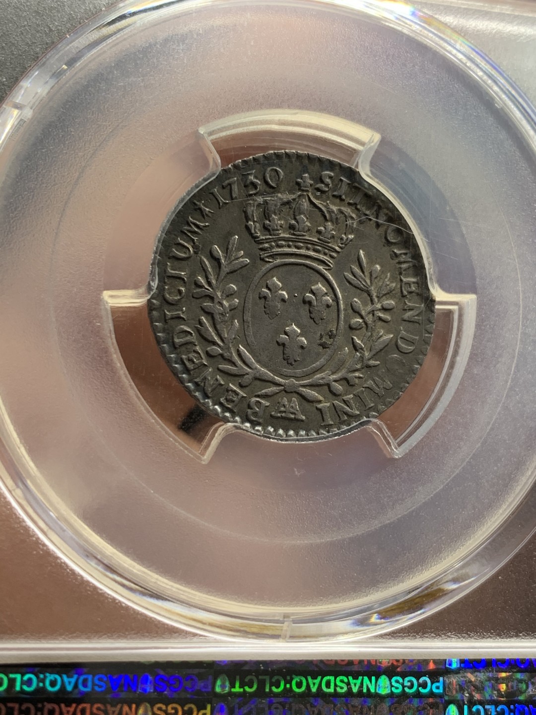 《竞宝斋》第37场-周日 首场自动拍卖 2件或者满200包顺丰 PCGS XF45 稀少 黑彩包浆 法国1730AA 路易十五小孩头 1/10埃居银币