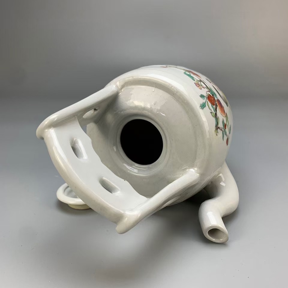 光绪年间古瓷器 粉彩榴开百子图水桶壶 古董古玩 家居装饰摆件