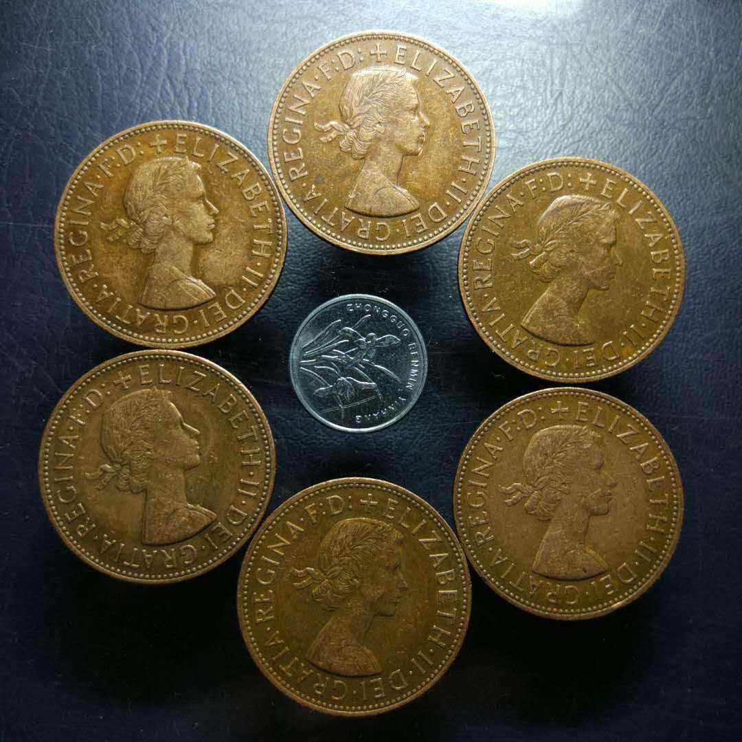 Chase Auction（得物拍卖）第3期 - - 中外纸币、硬币、银币联拍 英国1便士六枚！6个年份1962-1967！伊莉莎白二世头像！