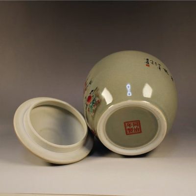 清同治款粉彩九子攀桃盖罐茶叶罐古玩古董古瓷器库存老物件 清同治款粉彩九子攀桃盖罐茶叶罐古玩古董古瓷器库存老物件