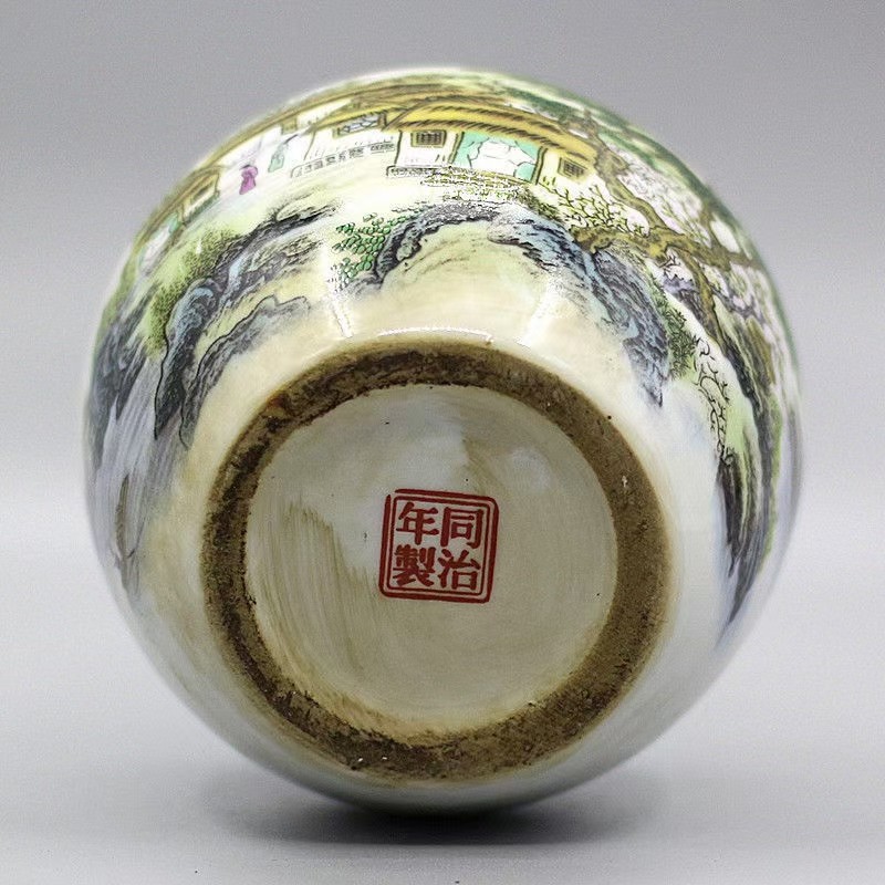同治年制宁静致远紫边坛古瓷器古玩收藏景德镇陶瓷家居装饰摆件