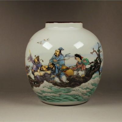 清光绪粉彩八仙过海瓷罐古玩瓷器家居展柜摆件 - 清光绪粉彩八仙过海瓷罐古玩瓷器家居展柜摆件