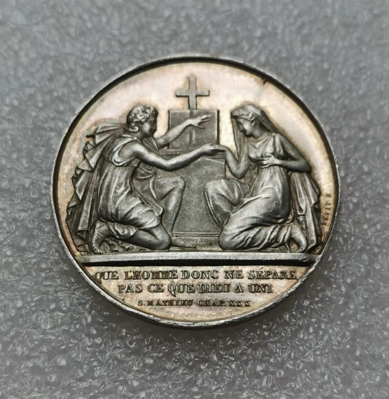 瓶子🏺第28期拍卖会 法国1858年结婚纪念银章（淡金色）