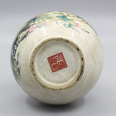 大清乾隆粉彩松鹤迎春赏瓶古瓷器做旧中式摆件古董古玩收藏 大清乾隆粉彩松鹤迎春赏瓶古瓷器做旧中式摆件古董古玩收藏