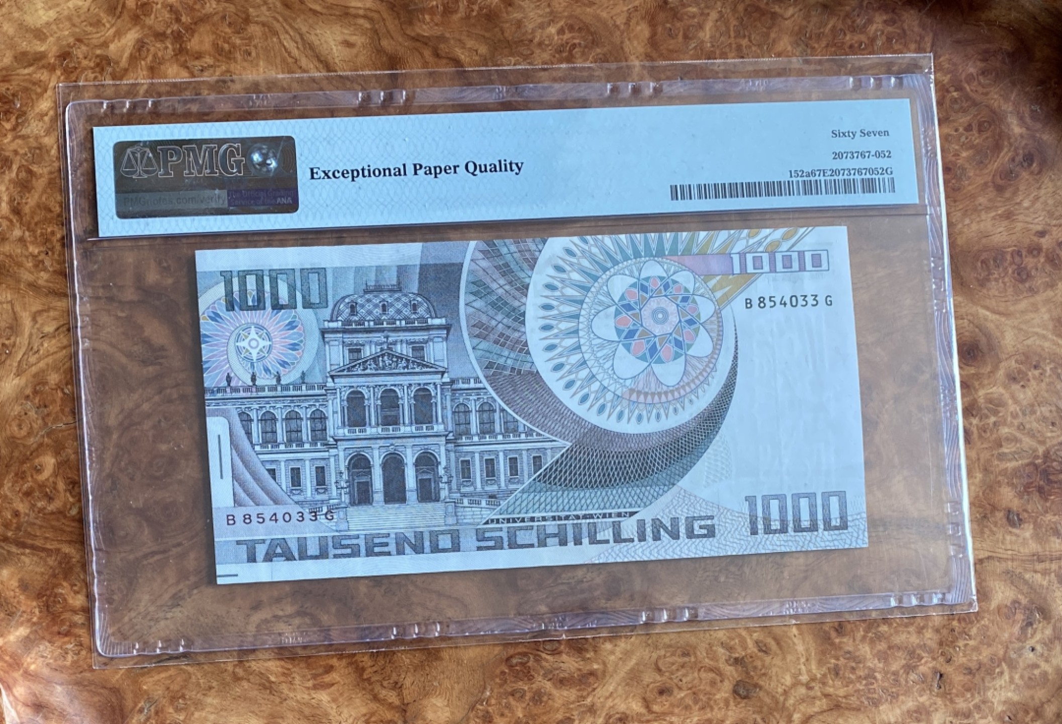 Chase Auction（得物拍卖）第3期 - - 中外纸币、硬币、银币联拍 1983年奥地利1000先令，PMG67分，双面雕刻！正面：量子物理学家诺奖获得者薛定谔！背面维也纳大学！