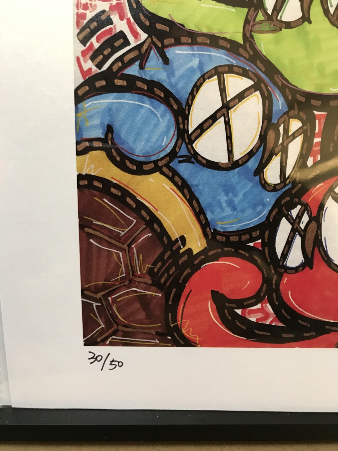 零元拍：歪歪亲笔签名 OWSON系列插画复制画《宝可梦》，尺寸约22/22厘米，拍品不含镜框