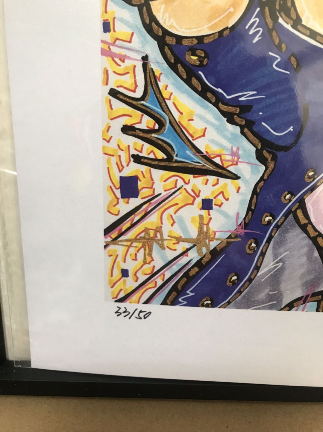 零元拍：歪歪亲笔签名 OWSON系列限量插画复制画《JOJO》，尺寸约22/22厘米，拍品不含镜框