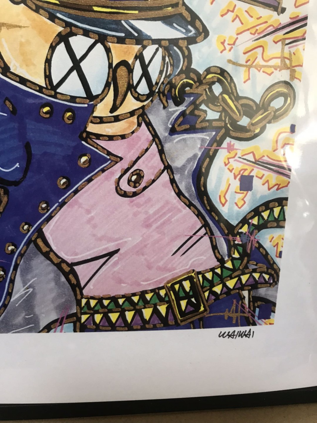 零元拍：歪歪亲笔签名 OWSON系列限量插画复制画《JOJO》，尺寸约22/22厘米，拍品不含镜框