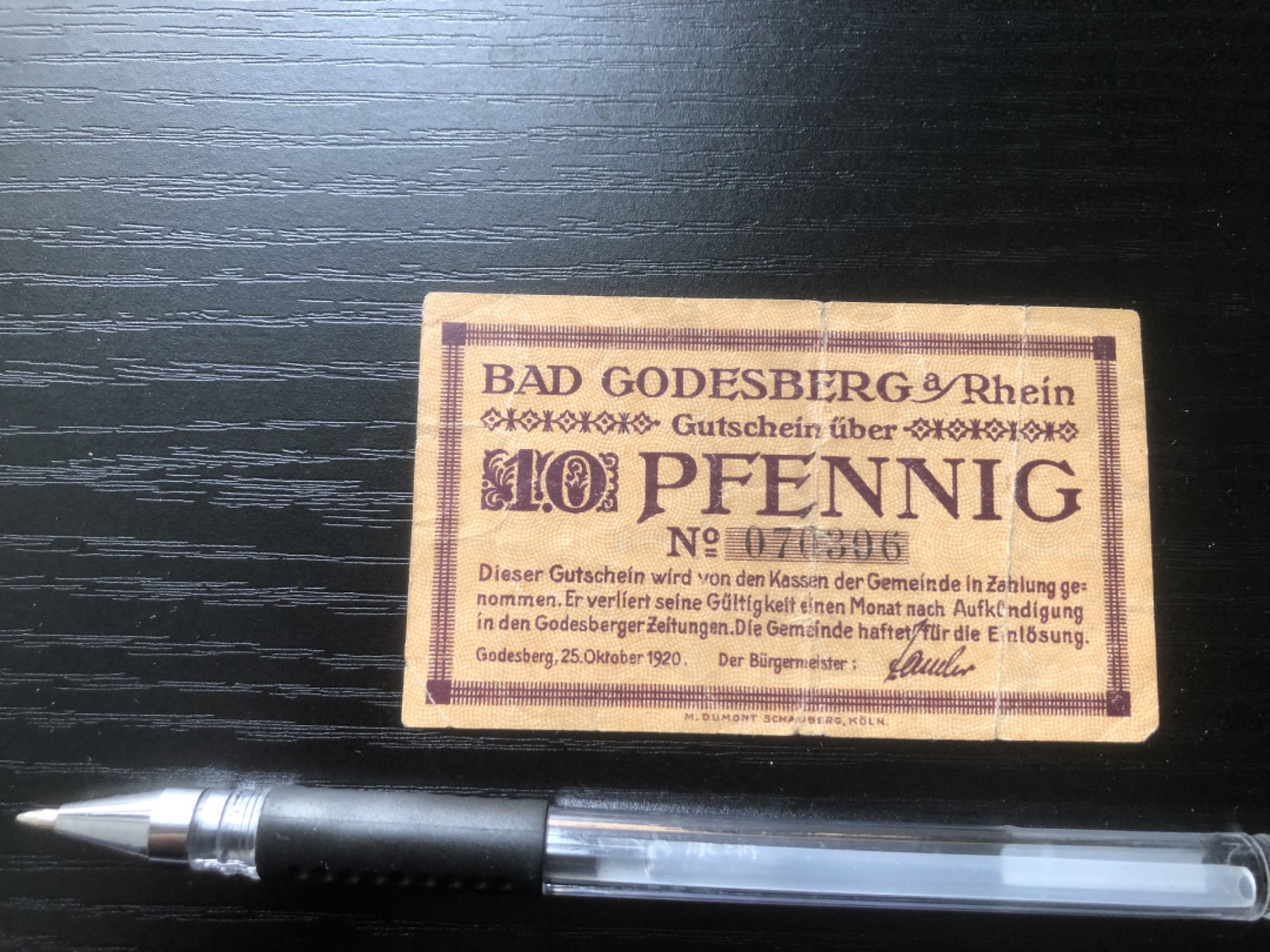 【保诚微拍】第16期 德国一战紧急时期1914-23年纸币【自动拍卖】【全场包邮】【佣金3.99元/件】 【纸币】【德国紧急时期纸币#28】1920年10芬尼 有编号