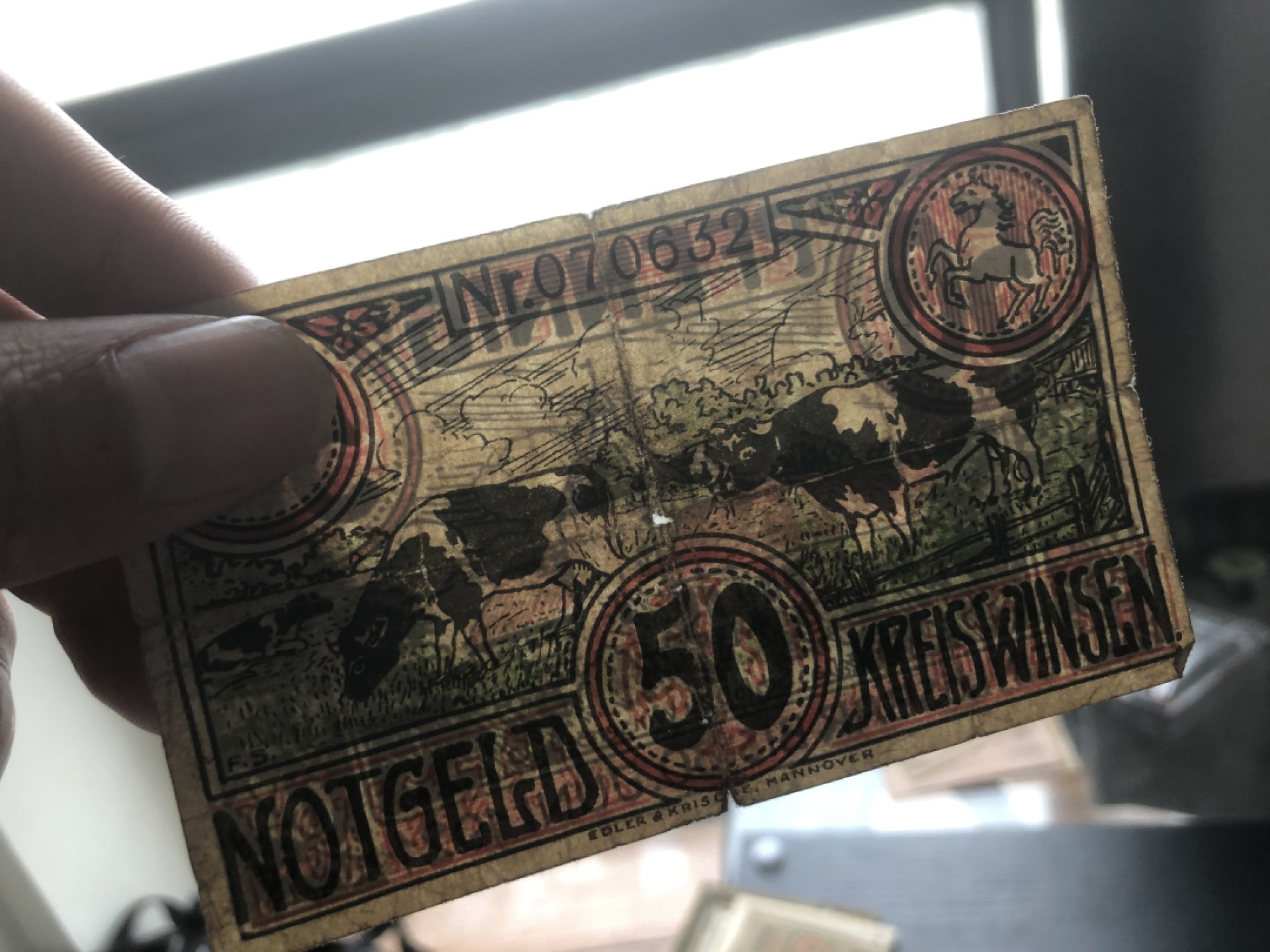 【保诚微拍】第16期 德国一战紧急时期1914-23年纸币【自动拍卖】【全场包邮】【佣金3.99元/件】 【纸币】【德国紧急时期纸币#5】1921年 50芬尼 有编号