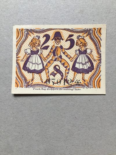 【牧君集藏】第2期拍卖—德国紧急货币专场 德国紧急货币 1921年 25芬尼 97012