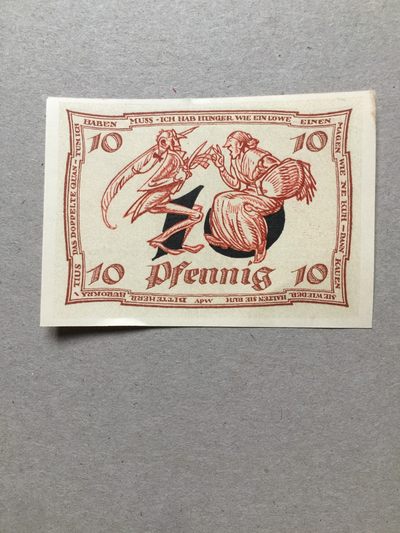 【牧君集藏】第2期拍卖—德国紧急货币专场 德国紧急货币 1921年 10芬尼 纸币
