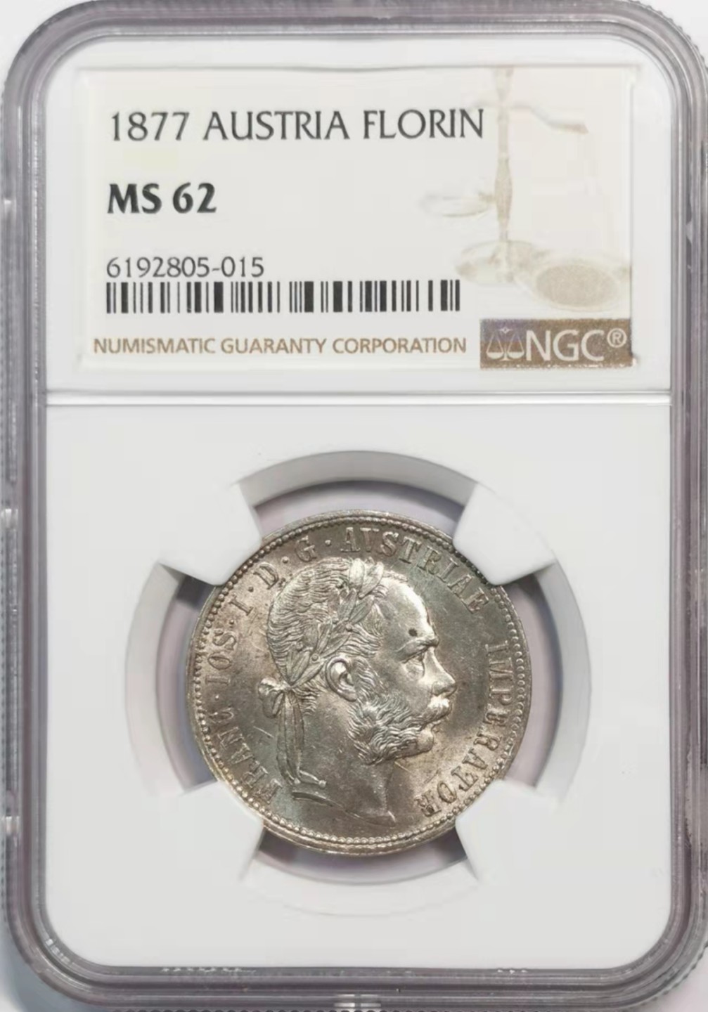 凡希社世界钱币微拍第一百九十一期 1877奥地利佛罗林银币NGC-MS62